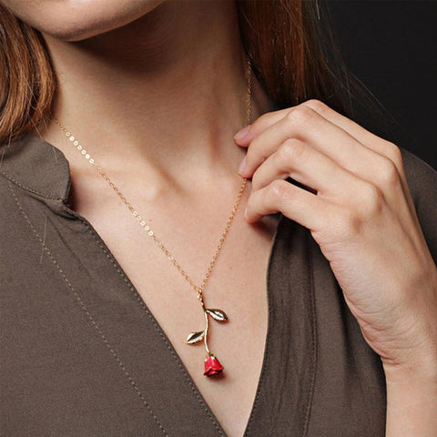 Collier Pendentif Rose 3D