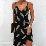 Mini-robe élégante à double bretelles et col en V pour femmes