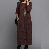 Robe de Poche Imprimée à Manches Longues