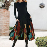 Robe Imprimée à Manches Longues