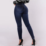 Jean skinny taille haute à double boutonnage
