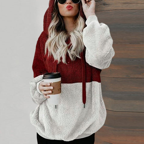 Veste en Peluche à Double Color Block