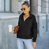 Sweat-shirt à col roulé de couleur unie