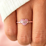 Bague Coeur d'Amour avec Zircone Rose