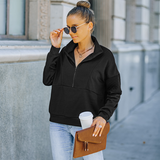 Sweat-shirt à col roulé de couleur unie