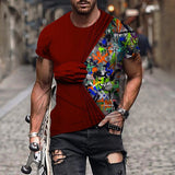 T-shirt homme avec imprimé 3D et col rond