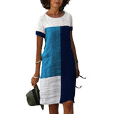 Robe color block à manches courtes et col rond