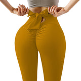 Pantalon d'entraînement de yoga sexy avec nœud papillon et fesse de pêche