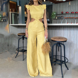 Costume à Manches Volantes de Couleur Unie