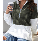 Veste en Peluche Zip Contrastée