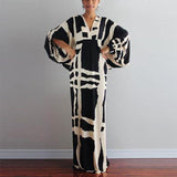 Robe imprimée à manches en V pour femmes