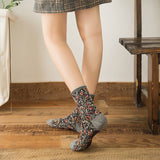 Chaussettes florales brodées vintage pour femmes