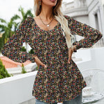 Chemise Á Manches Longues Bouffantes Imprimée