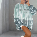 Sweat-shirt à imprimé tie-dye pour femme