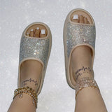 Belles pantoufles d'été pour femmes avec strass
