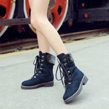 Bottes Mi-Mollet en Daim à Lacets Hiver