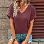 T-shirt à col en V avec boutons