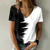 T-shirt à col en V contrasté