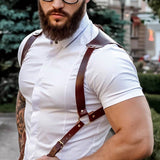 Sangle de harnais de retenue en cuir pour hommes