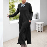 Robe Longue en Maille à Encolure ras du Cou