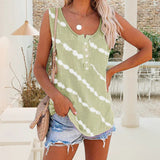 Débardeur Á Col Rond Et Boutons Á Rayures Diagonales Pour Femmes