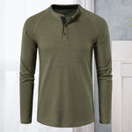 T-shirts décontractés à manches longues Henley pour hommes