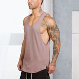 Gilet de fitness sport à col en V d'été de couleur unie