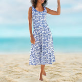 Robes Mi-longues Sans Manches de Plage Élégantes à Col Rond