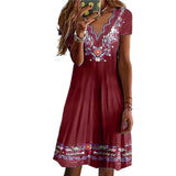 Robe Pastorale Imprimée à Col V Ondulé