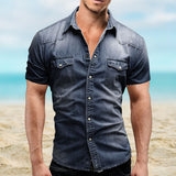 Chemises En Jean Á Manches Courtes