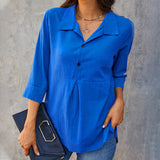 Chemisier en coton et lin de couleur unie