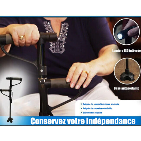 Bâton de marche pliable antidérapant avec lumière LED