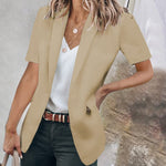 Blazer Uni à Manches Courtes et Revers Décontractés