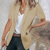 Blazer Uni à Manches Courtes et Revers Décontractés