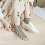 Chaussettes en coton à motif floral gaufré pour femmes