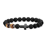 Bracelet de perles d'ambre à croix intérieure