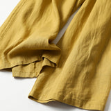 Jambe large décontractée en coton et lin pour femmes