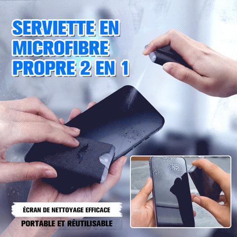 Nettoyant pour écran 2 en 1 et chiffon en microfibre