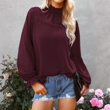 T-shirt ample à manches longues en mousseline de soie pour femme
