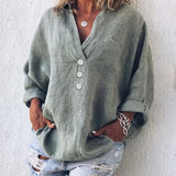 Chemise ample en coton et lin