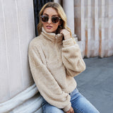 Sweat-shirt en molleton à manches longues et fermeture éclair pour femmes