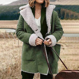 Veste en Peluche Épaisse à Revers