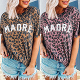 T-shirt tendance col rond imprimé léopard