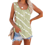 Débardeur Á Col Rond Et Boutons Á Rayures Diagonales Pour Femmes