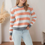 Sweat-shirt à manches longues et coupe slim à col rond et à la mode