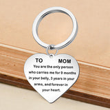 Collier TO MOM en forme de cœur, porte-clés