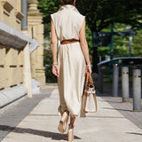 Robe Longue sans Manches en V Profond