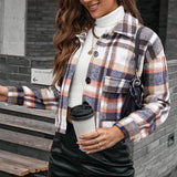 Veste vintage à revers à carreaux