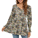 Chemise Á Manches Longues Bouffantes Imprimée
