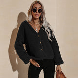 Veste en peluche pour femme avec col en V